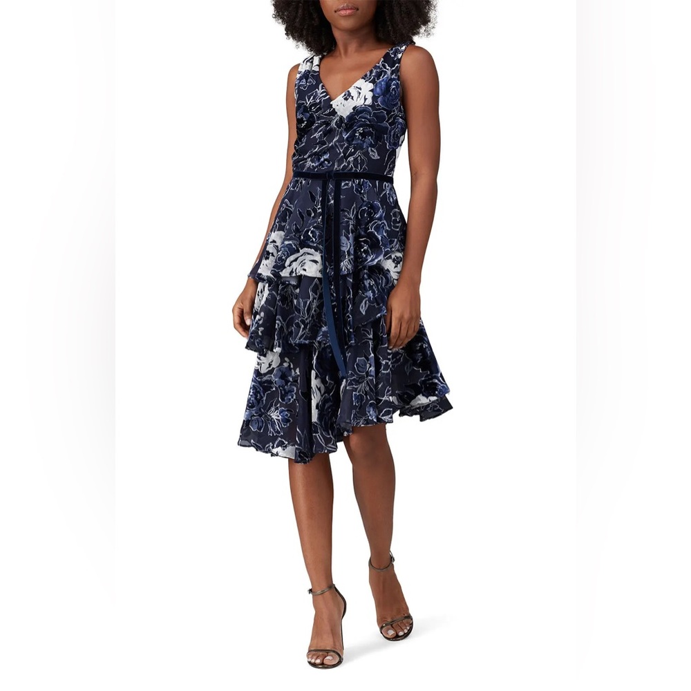 Marchesa Notte Velvet Tiered Dress